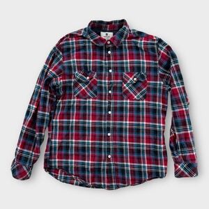 Standard Issue Shirt Mens Large Plaid Long Sleeve Red Blue Western Flannel